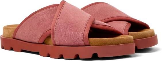 Camper Brutus chunky slippers met gekruiste bandjes Rood