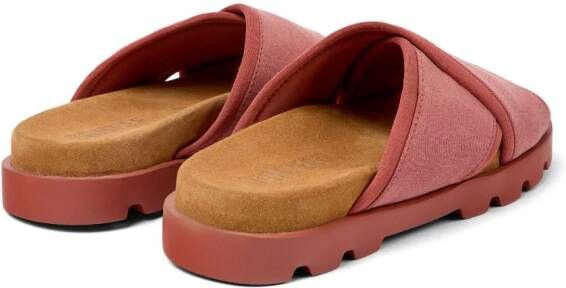 Camper Brutus chunky slippers met gekruiste bandjes Rood