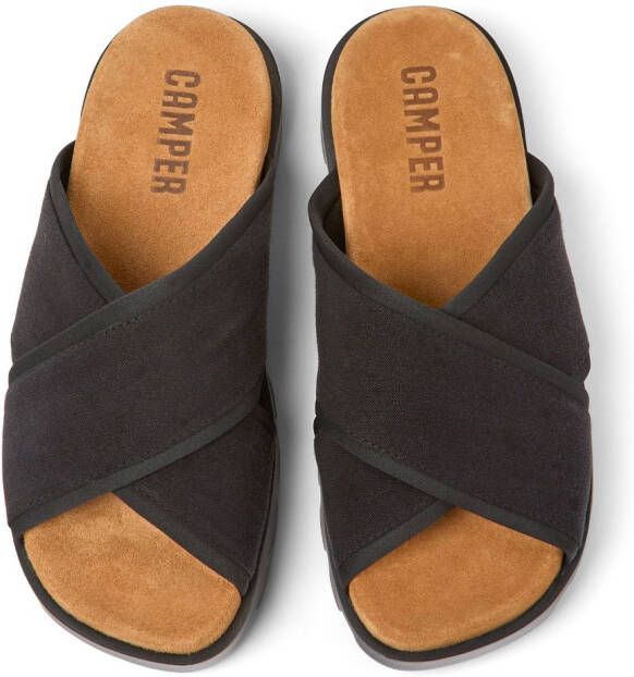 Camper Brutus chunky slippers met gekruiste bandjes Zwart