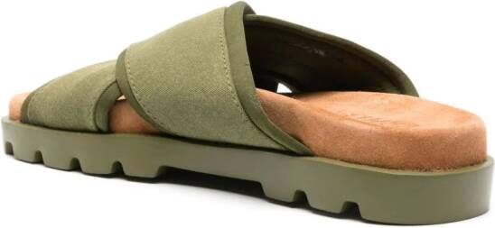 Camper Brutus chunky slippers met gekruiste bandjes Groen