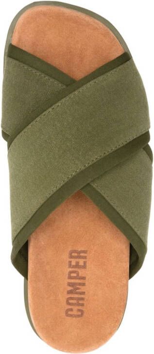 Camper Brutus chunky slippers met gekruiste bandjes Groen