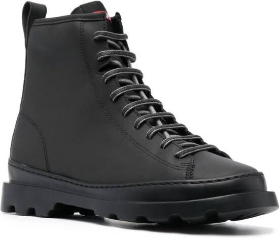 Camper Brutus leren veterlaarzen Zwart