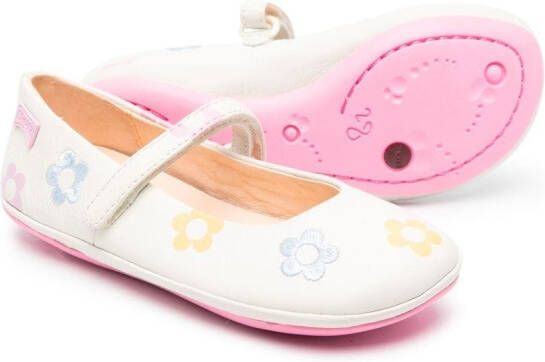 Camper Kids Ballerina's met geborduurde bloemen Wit