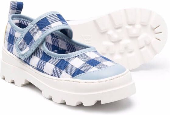 Camper Kids Ballerina's met gingham ruit Blauw