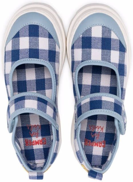 Camper Kids Ballerina's met gingham ruit Blauw