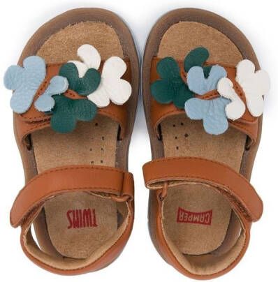 Camper Kids Bicho sandalen met bloemenpatch Bruin