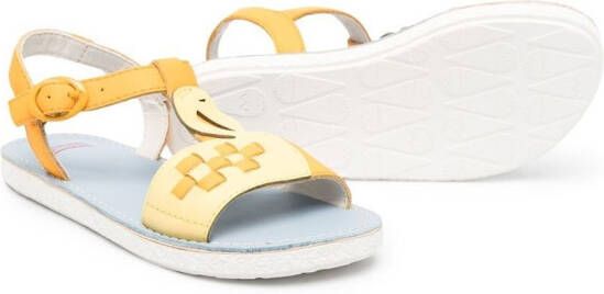 Camper Kids Sandalen met flamingo-detail Geel