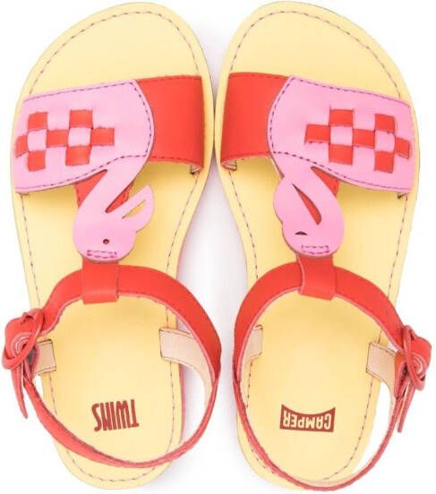 Camper Kids Sandalen met flamingo detail Rood