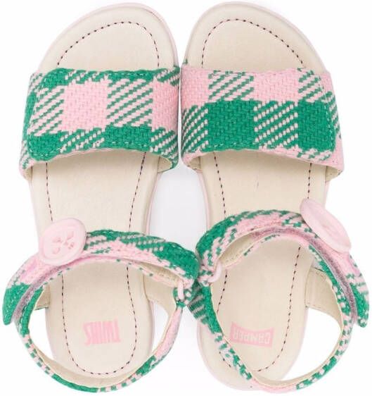 Camper Kids Twins geruite sandalen Roze