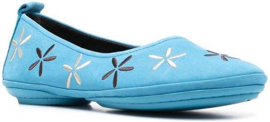 Camper Nina ballerina's met geborduurde bloemen Blauw