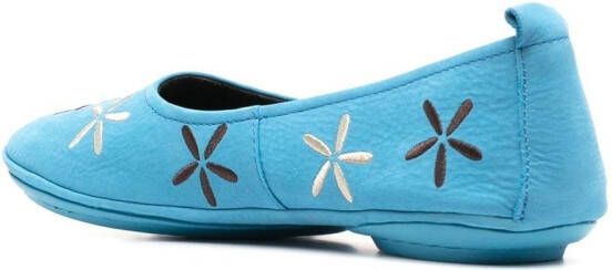 Camper Nina ballerina's met geborduurde bloemen Blauw