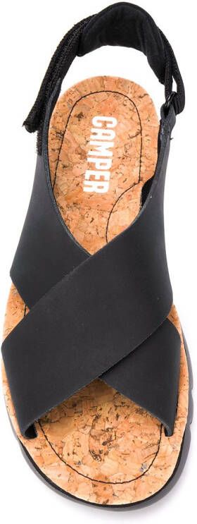 Camper Oruga sandalen met gekruiste bandjes Zwart