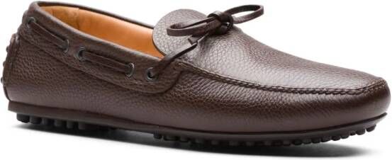 Car Shoe Leren loafers met strikdetail Bruin