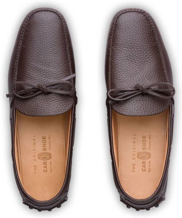 Car Shoe Leren loafers met strikdetail Bruin