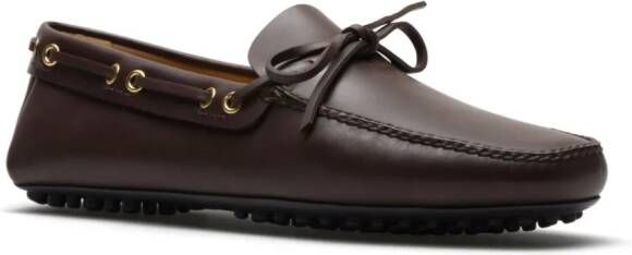 Car Shoe Leren loafers met strikdetail Bruin