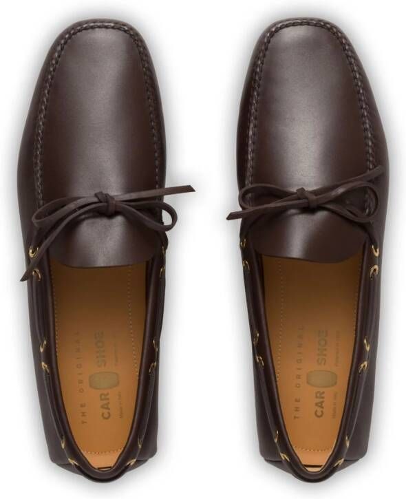 Car Shoe Leren loafers met strikdetail Bruin