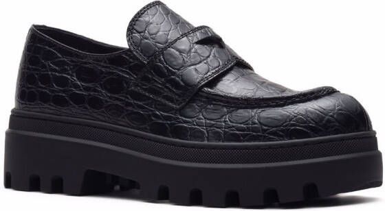 Car Shoe Mocassins met krokodillenleer-effect Zwart