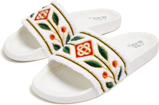 Casablanca Badstof slippers met borduurwerk Wit