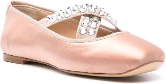 Casadei Ballerina's verfraaid met stras Beige