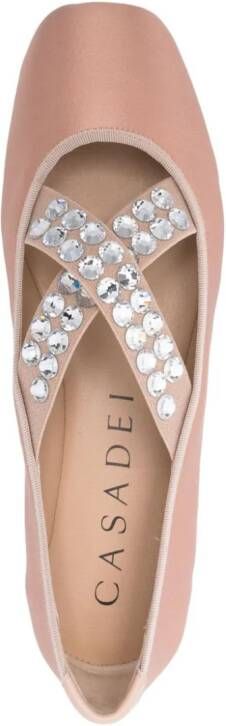 Casadei Ballerina's verfraaid met stras Beige