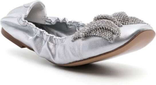 Casadei Ballerina's met strikdetail Zilver