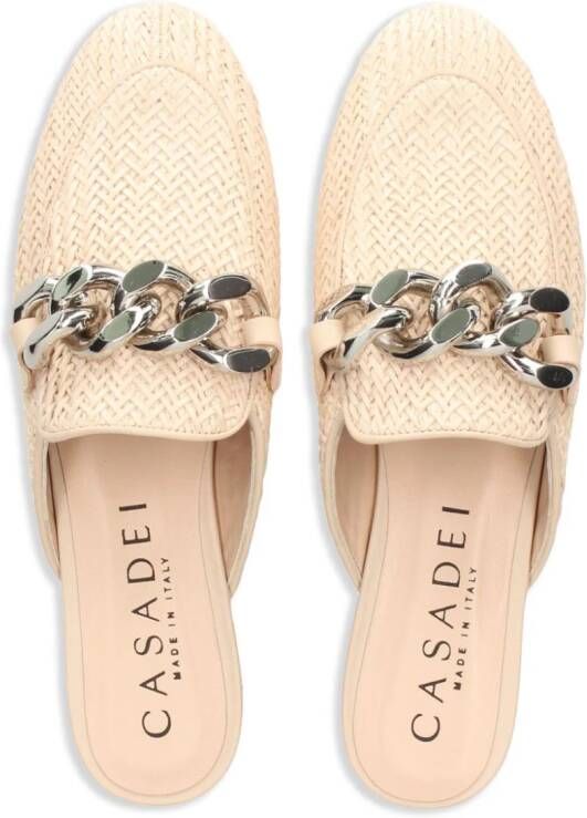 Casadei Slippers met kettingdetail Beige