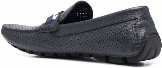 Casadei Geperforeerde leren loafers Blauw