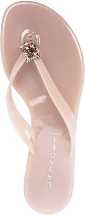 Casadei Infradito slippers met kristallen Beige