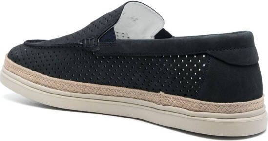 Casadei Nabuk espadrilles met geperforeerd leer Blauw