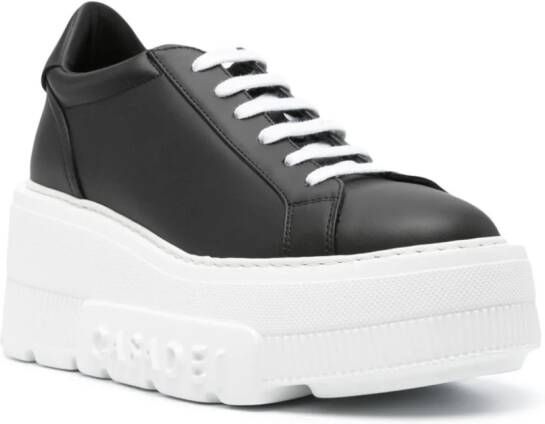 Casadei Nexus leren sneakers met sleehak Zwart