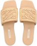 Casadei Portofino slippers van geweven raffia Beige - Thumbnail 4