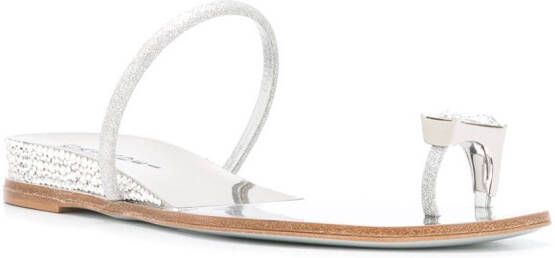 Casadei Sandalen met kristallen bandje Zilver