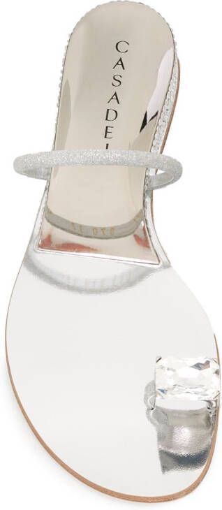 Casadei Sandalen met kristallen bandje Zilver