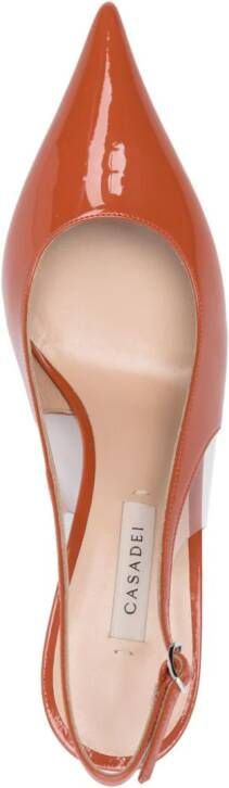 Casadei Superblade 80 mm lakleren pumps Oranje