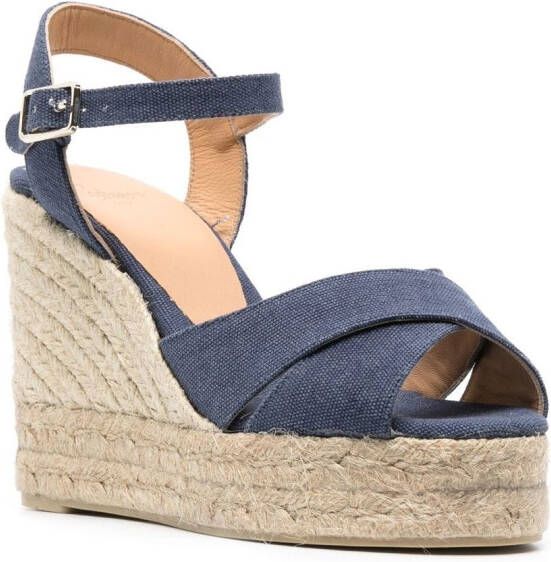 Castañer 110 mm Blaudell espadrilles met sleehak Blauw