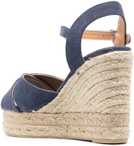 Castañer 110 mm Blaudell espadrilles met sleehak Blauw