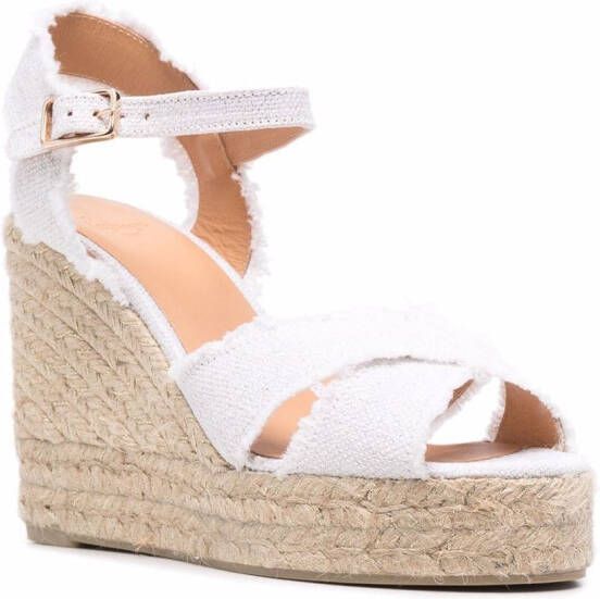 Castañer 110 mm Bromelia espadrilles met sleehak Wit