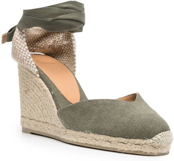 Castañer Carina espadrilles met sleehak Groen