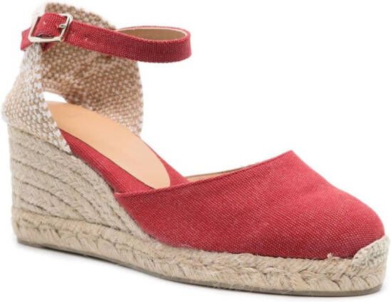 Castañer Carol espadrilles met sleehak Rood