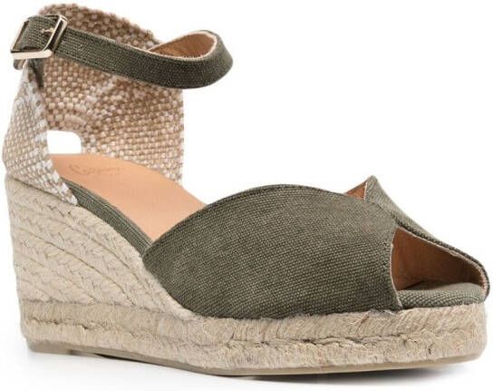 Castañer Carol espadrilles met sleehak Groen