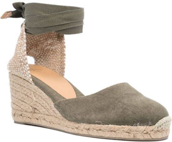 Castañer Espadrilles met leren hak Groen