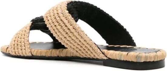 Castañer Prado slippers van geweven raffia Zwart