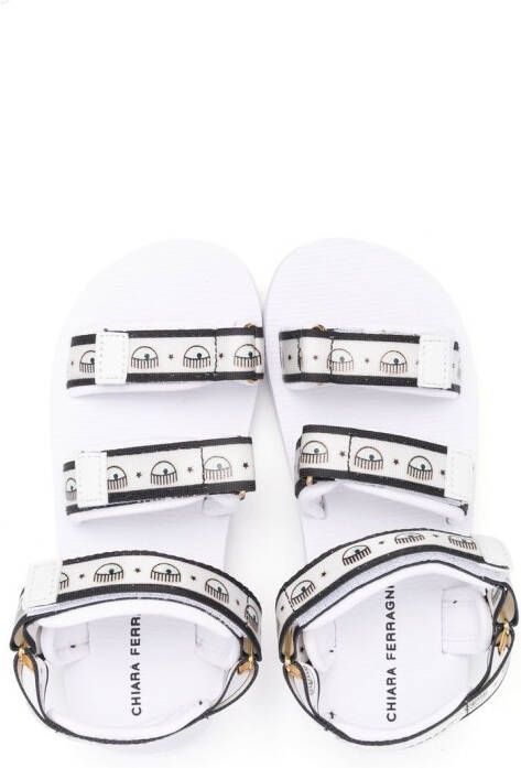 Chiara Ferragni Kids Logomania sandalen met klittenband Wit