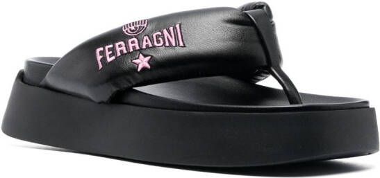 Chiara Ferragni Delta teenslippers met plateauzool Zwart