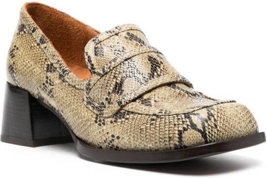 Chie Mihara Bolsin loafers met pythonprint Beige