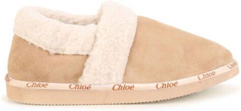 Chloé Kids Fleece slippers Beige