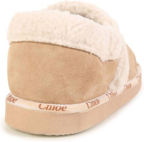 Chloé Kids Fleece slippers Beige