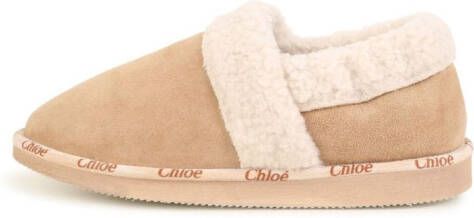 Chloé Kids Fleece slippers Beige