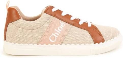 Chloé Kids Sneakers met logoprint Beige