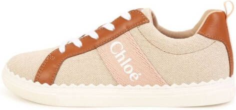 Chloé Kids Sneakers met logoprint Beige